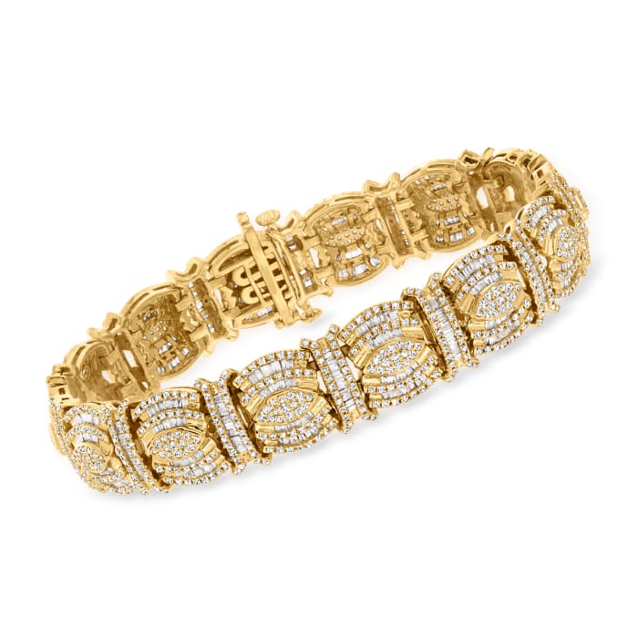 5.00 ct. t.w. Round and Baguette Diamond Bracelet in 18kt Gold Over Sterling