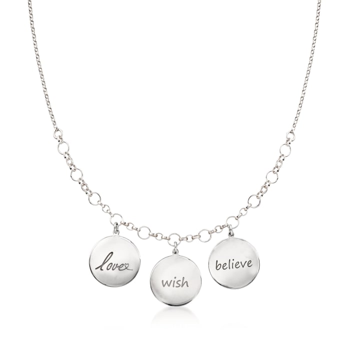 Italian Sterling Silver Inspirational Charms Necklace