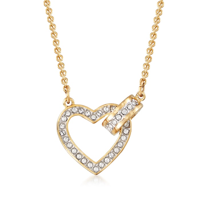 Swarovski Crystal &quot;Lovely&quot; Clear Crystal Open-Space Heart Necklace in Gold Plate