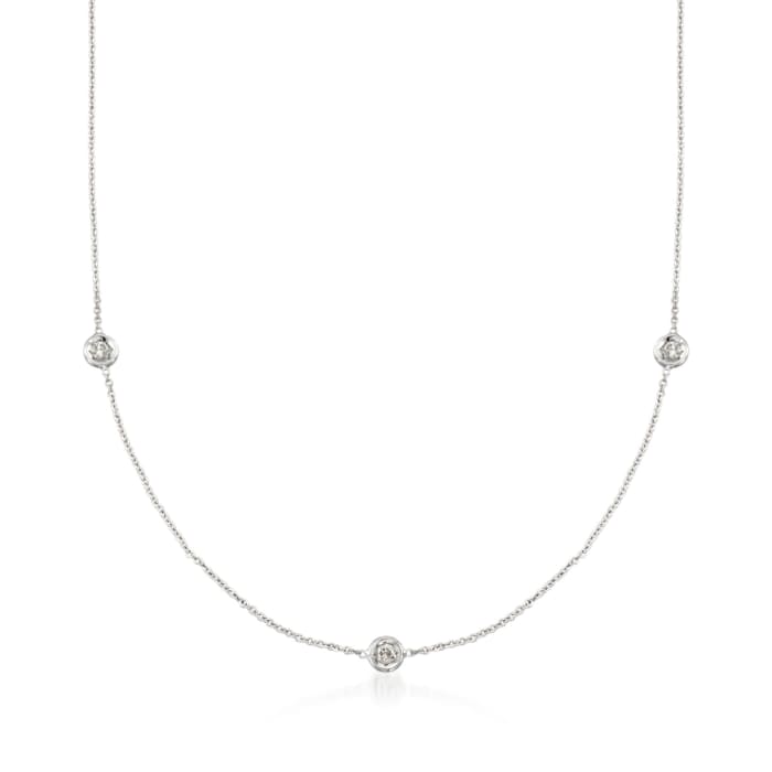 Roberto Coin .15 ct. t.w. Diamond Station Necklace in 18kt White Gold