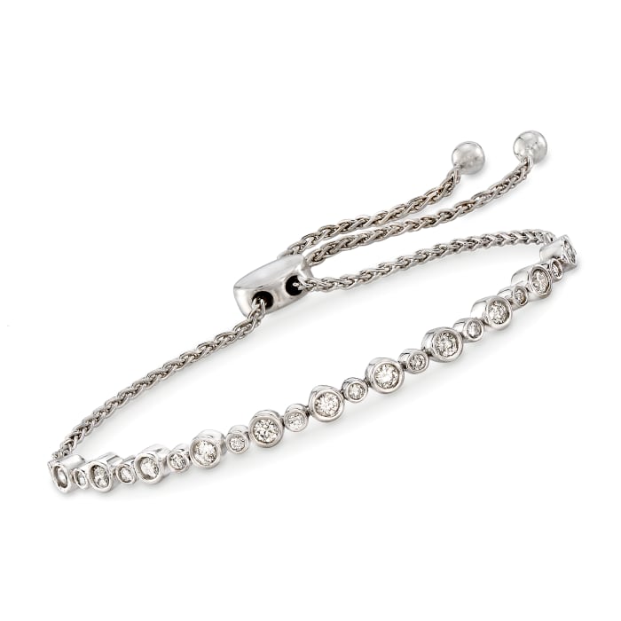 1.00 ct. t.w. Bezel-Set Diamond Bolo Bracelet in Sterling Silver