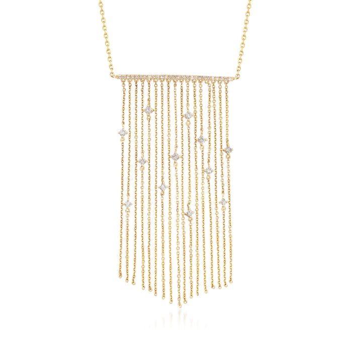 14kt Yellow Gold Chain Fringe Necklace with .40 ct. t.w. Diamonds