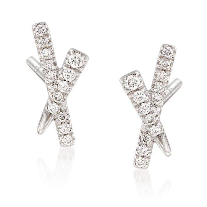 Gabriel Designs .15 ct. t.w. Diamond Tapered &quot;X&quot; Earrings in 14kt White Gold