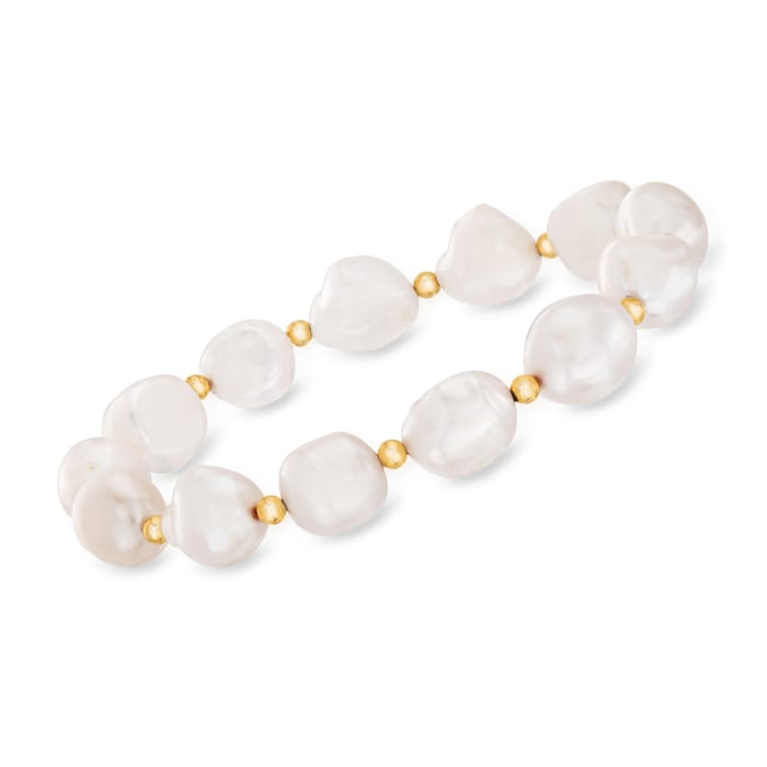 10-11mm Cultured Baroque Pearl Stretch Bracelet in 14kt Yellow Gold