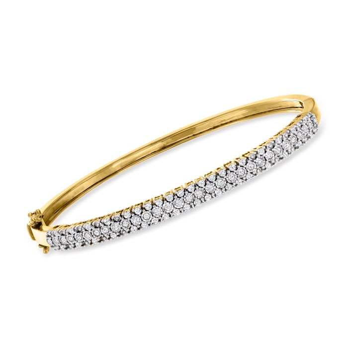 .75 ct. t.w. Diamond Bangle Bracelet in 18kt Gold Over Sterling