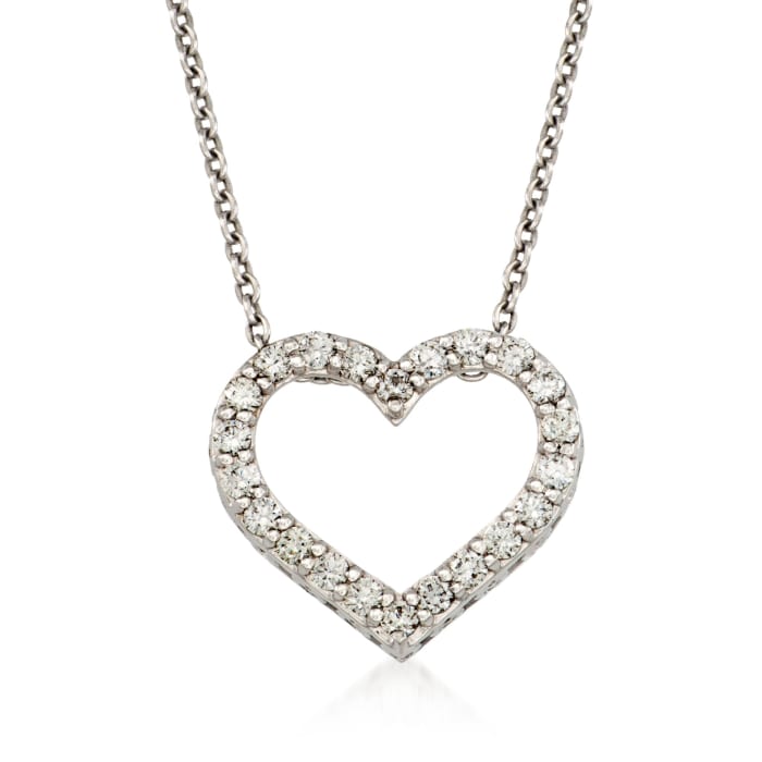 Roberto Coin &quot;Tiny Treasures&quot; .75 ct. t.w. Diamond Heart Necklace in 18kt White Gold