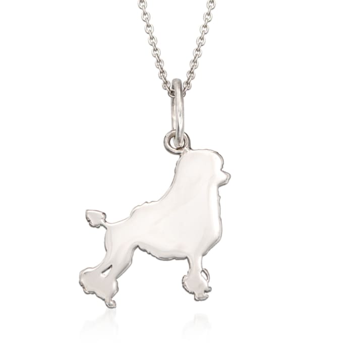 Italian Sterling Silver Poodle Dog Silhouette Pendant Necklace