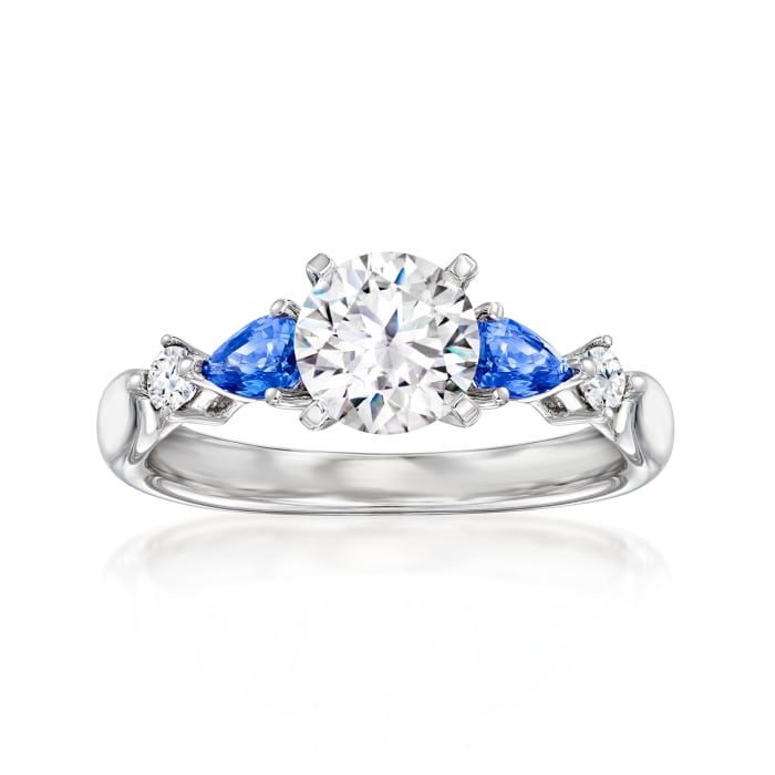 Gabriel Designs .50 ct. t.w. Sapphire and .10 ct. t.w. Diamond Engagement Ring Setting in 14kt White Gold