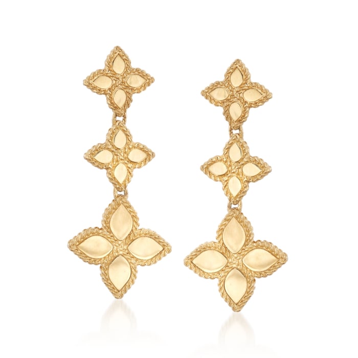 Roberto Coin &quot;Princess&quot; 18kt Yellow Gold Flower Drop Earrings