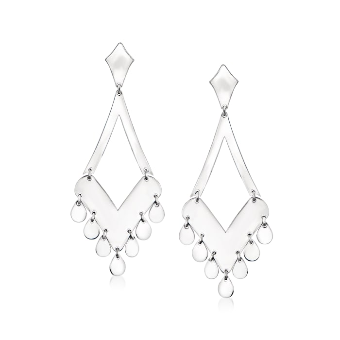 Italian Sterling Silver Diamond-Shaped Drop Earrings