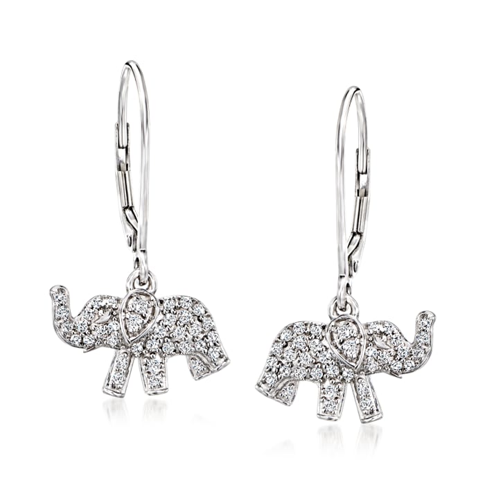 .40 ct. t.w. Diamond Elephant Drop Earrings in Sterling Silver