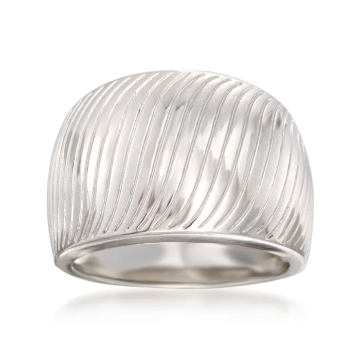 Sterling Silver Ribbed Dome Ring