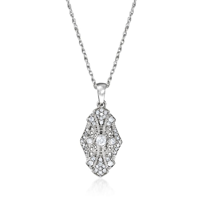 .25 ct. t.w. Diamond Openwork Pendant Necklace in Sterling Silver