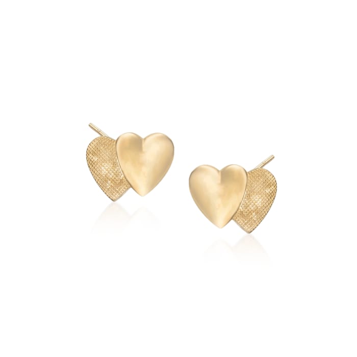 Child's 14kt Yellow Gold Double Heart Earrings