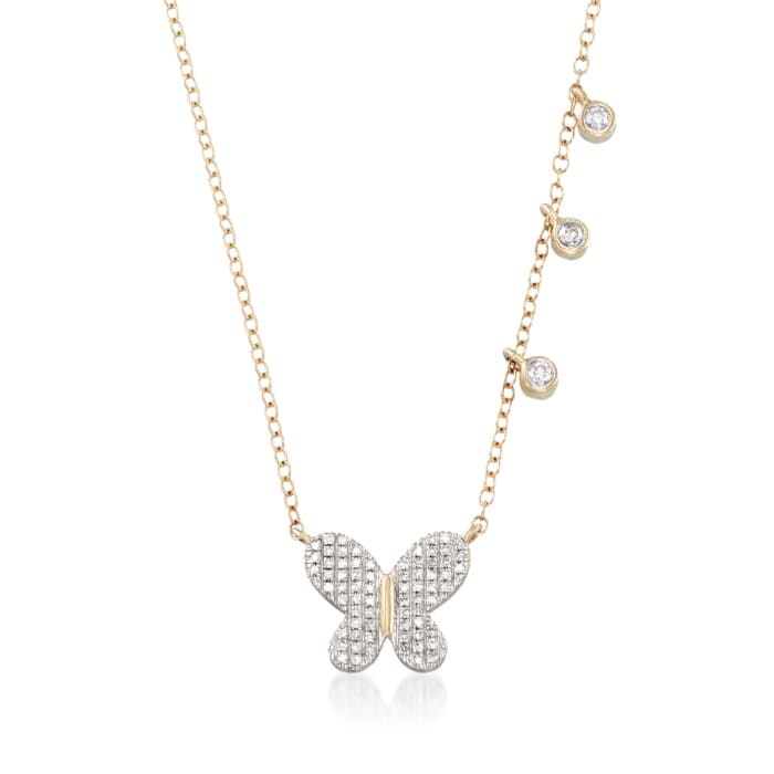 .14 ct. t.w. Diamond Butterfly Necklace in 14kt Yellow Gold | Ross-Simons
