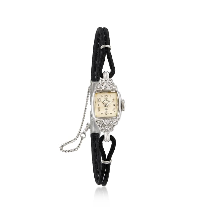 C. 1950 Vintage Elgin Women's .10 ct. t.w. Diamond Mechanical 13mm Watch in 14kt White Gold
