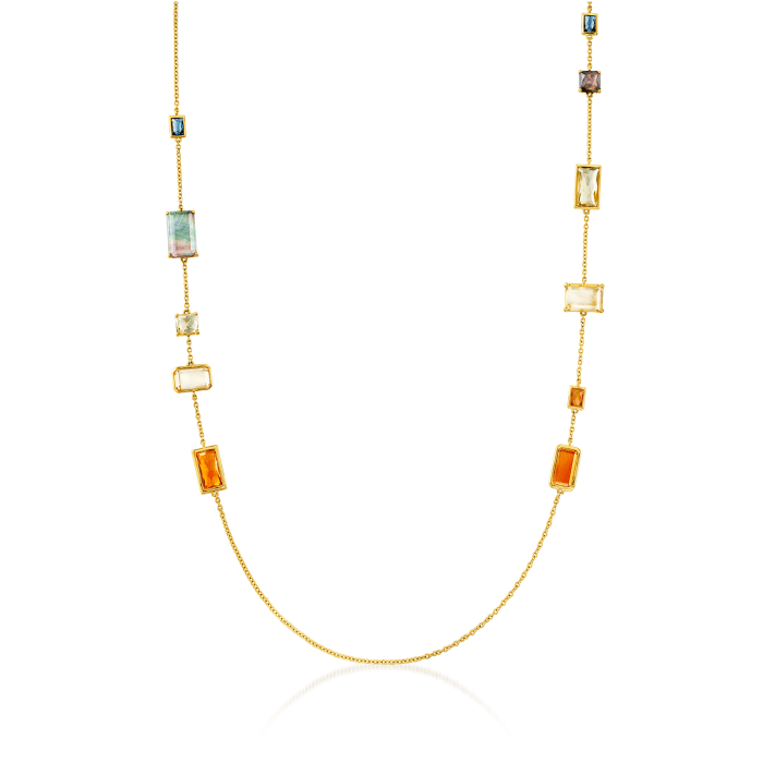 C. 2000 Vintage Ippolita &quot;Rock Candy&quot; Mother-Of-Pearl and 15.10 ct. t.w. Multi-Gemstone Necklace in 18kt Yellow Gold