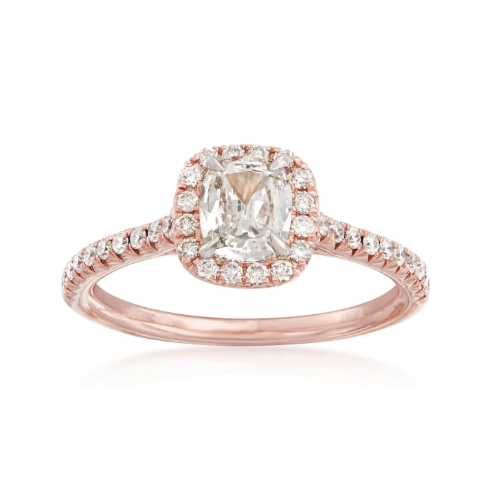 Henri Daussi .88 ct. t.w. Diamond Halo Engagement Ring in 14kt Rose Gold