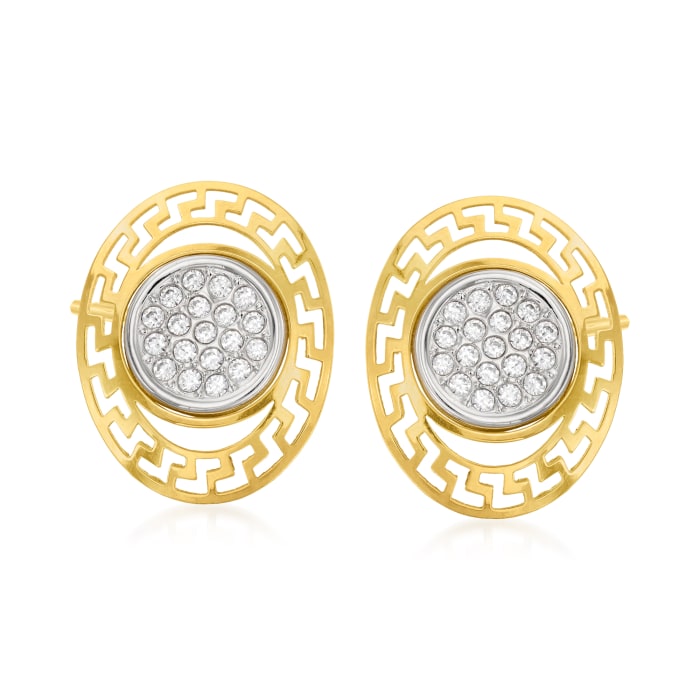 .10 ct. t.w. CZ Cut-Out Earrings in 14kt Two-Tone Gold