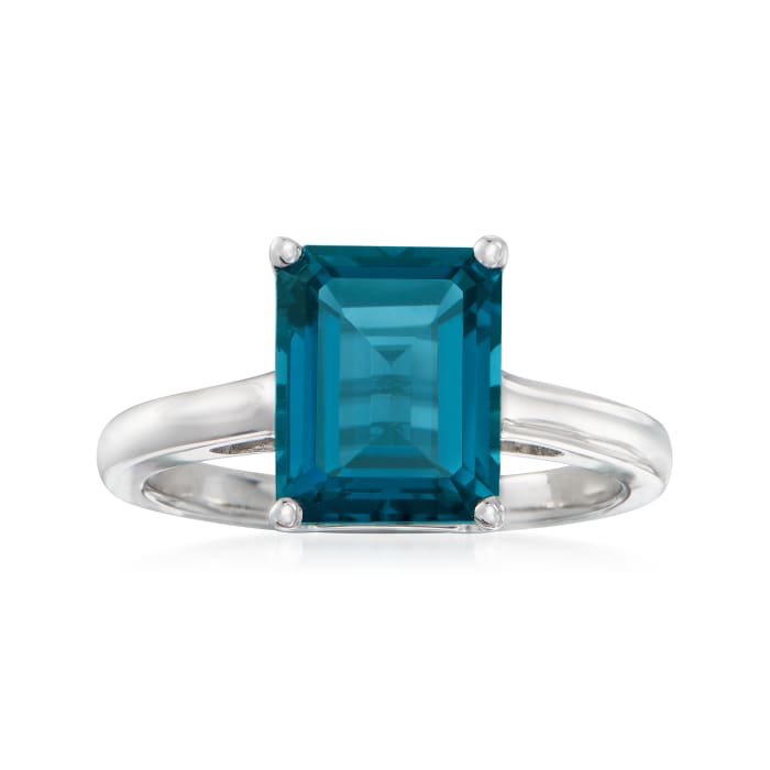 4.20 Carat Emerald-Cut London Blue Topaz Ring in Sterling Silver | Ross ...