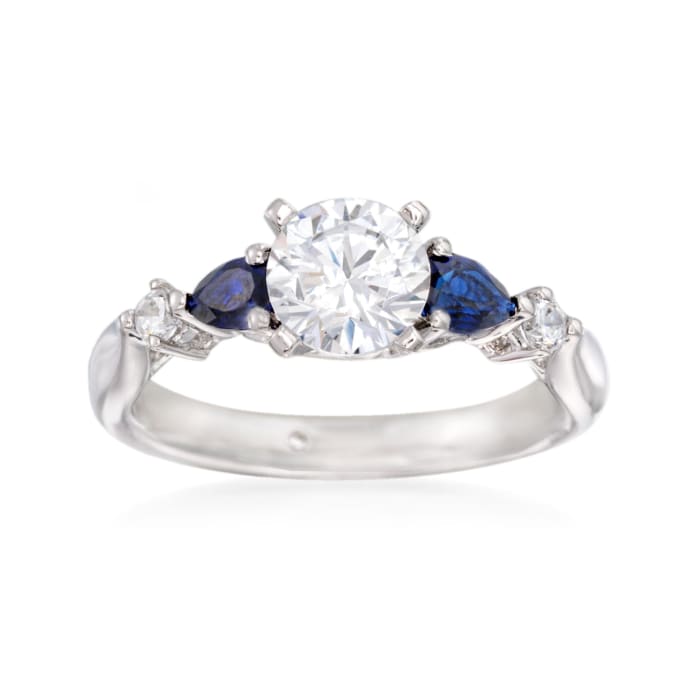 Gabriel Designs .52 ct. t.w. Sapphire and .10 ct. t.w. Diamond Engagement Ring Setting in 14kt White Gold