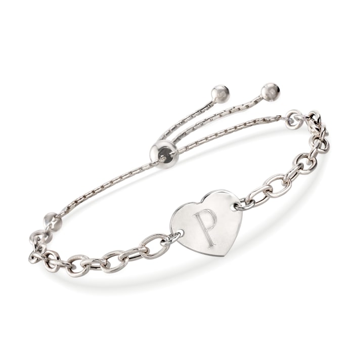 Italian Sterling Silver Engravable Heart Bolo Bracelet