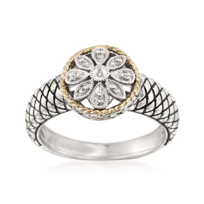 Andrea Candela &quot;Andrea II&quot; Sterling Silver Ring with Diamonds and 18kt Gold