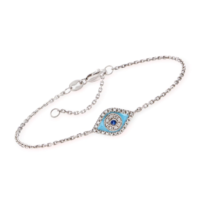 Diamond- and Sapphire-Accented Evil Eye Bracelet in 14kt White Gold