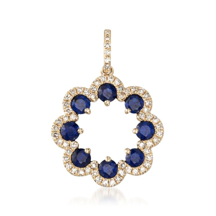 .90 ct. t.w. Sapphire and .22 ct. t.w. Diamond Pendant in 14kt Yellow Gold