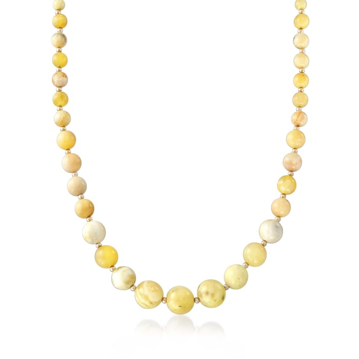 Yellow Opal Graduated Bead Necklace in 14kt Yellow Gold