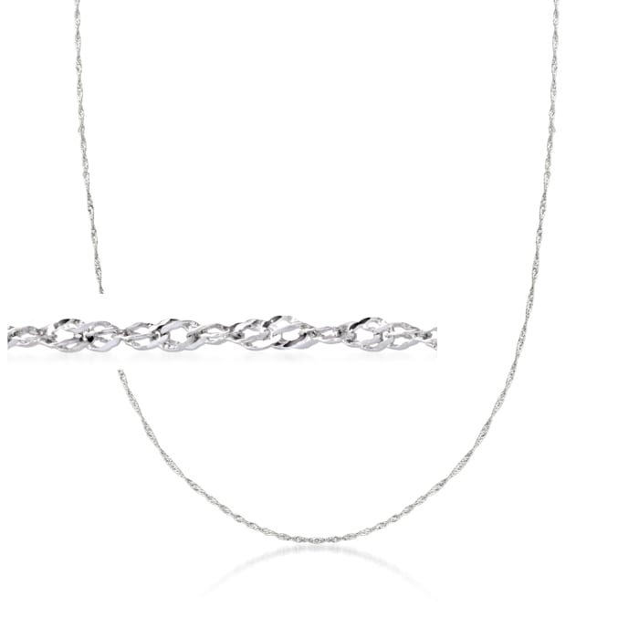 Italian .8mm 14kt White Gold Adjustable Singapore-Chain Necklace