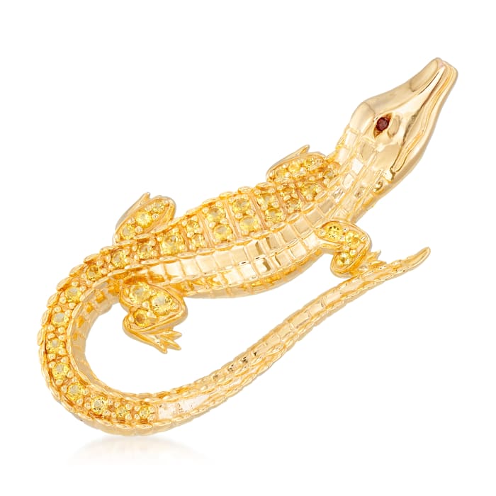 .70 ct. t.w. Citrine Alligator Pin Pendant with Garnet Accent in 18kt Gold Over Sterling  