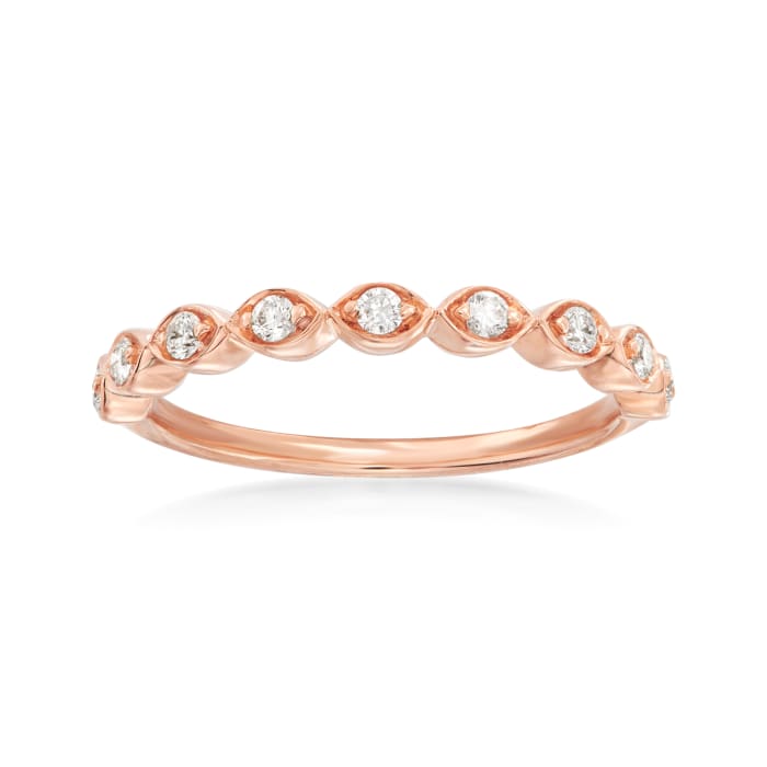 Henri Daussi .17 ct. t.w. Diamond Wedding Ring in 14kt Rose Gold