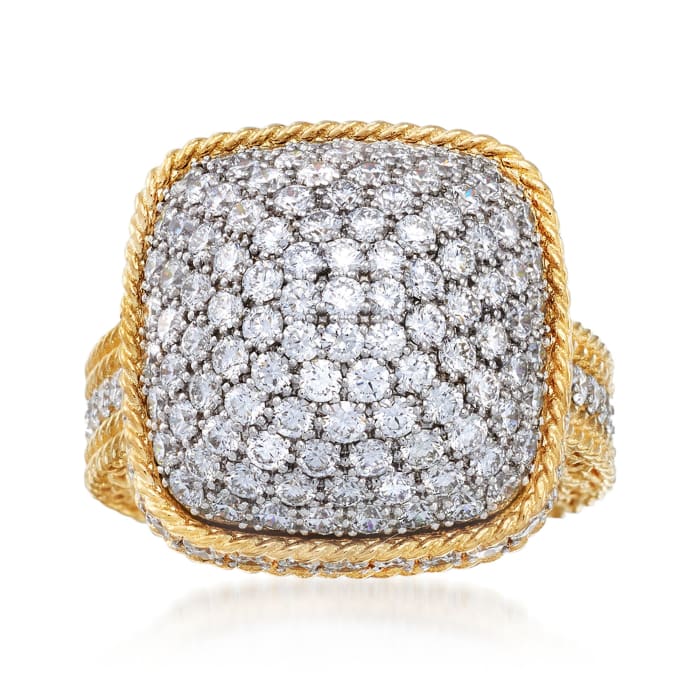 Roberto Coin &quot;Barocco&quot; 3.30 ct. t.w. Diamond Square-Top Dome Ring in 18kt Yellow Gold
