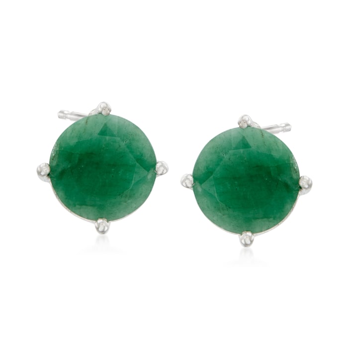 4.00 ct. t.w. Emerald Stud Earrings in Sterling Silver