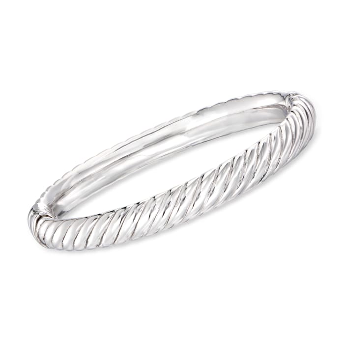 Sterling Silver Spiraled Oval Bangle Bracelet