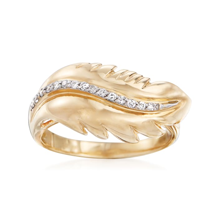 .10 ct. t.w. Diamond Feather Ring in 14kt Yellow Gold