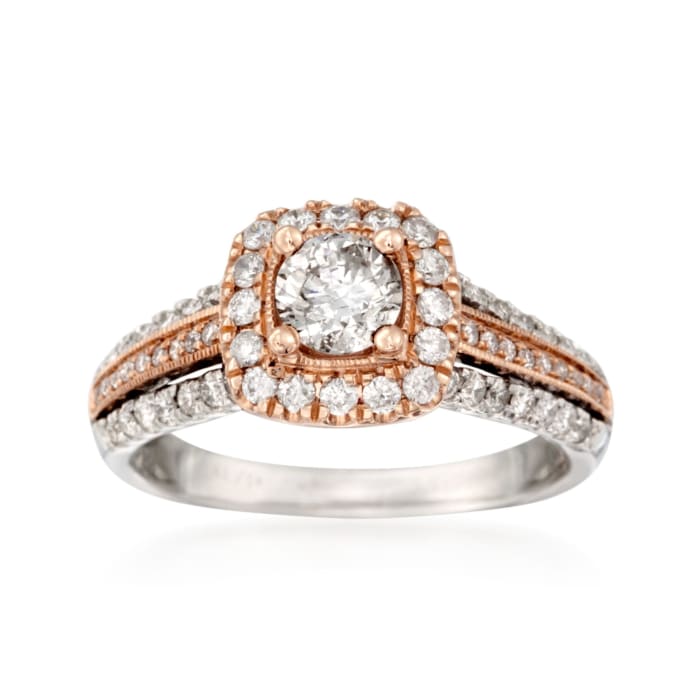 .95 ct. t.w. Diamond Halo Ring in 14kt Two-Tone Gold 