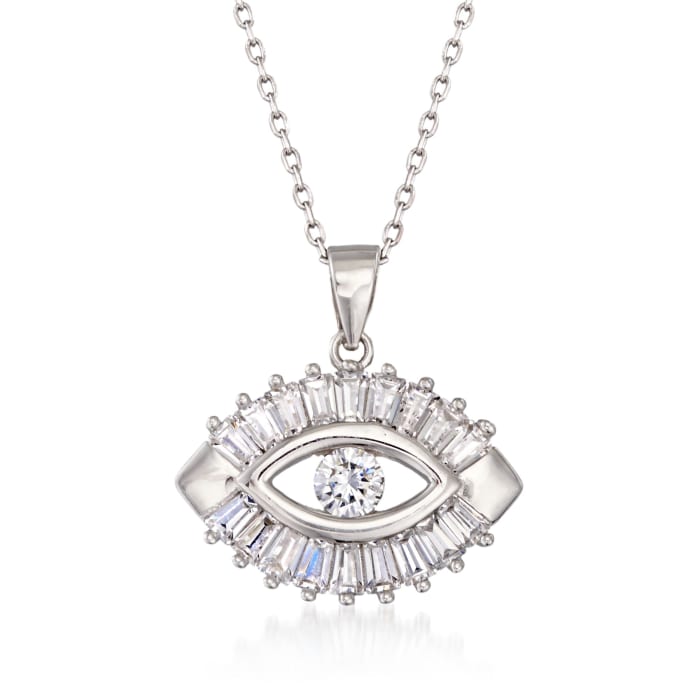 1.25 ct. t.w. CZ Evil Eye Pendant Necklace in Sterling Silver