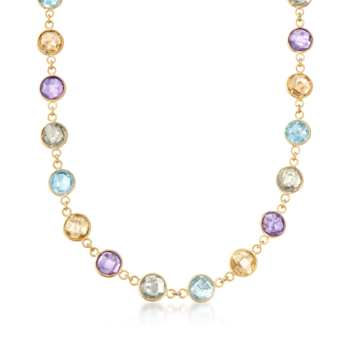 48.00 ct. t.w. Multi-Stone Necklace in 14kt Yellow Gold Over Sterling