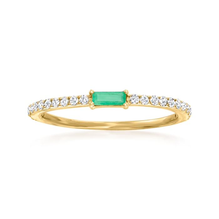.10 Carat Emerald and .19 ct. t.w. Diamond Ring in 14kt Yellow Gold ...