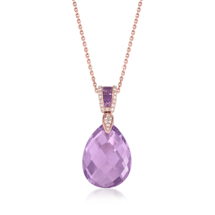 8.43 ct. t.w. Amethyst Pendant Necklace with Diamond Accents in 14kt Rose Gold