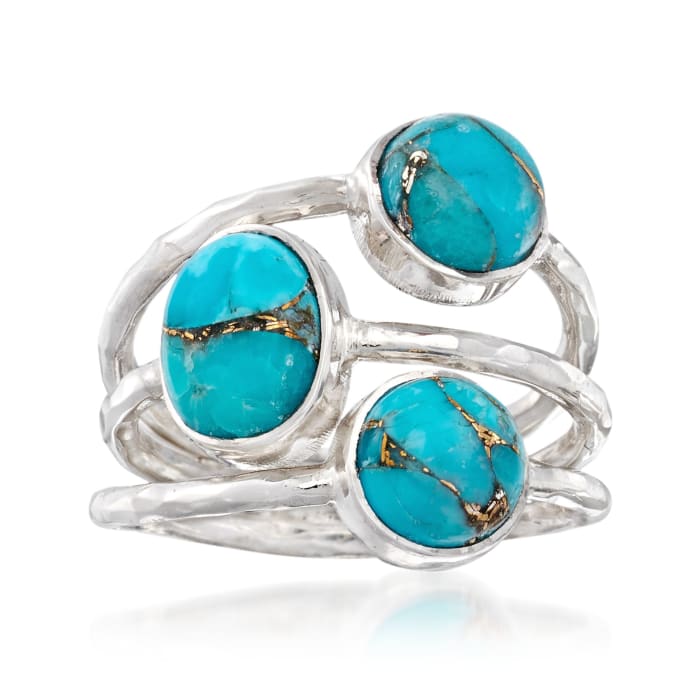 Three-Stone Turquoise Ring in Sterling Silver