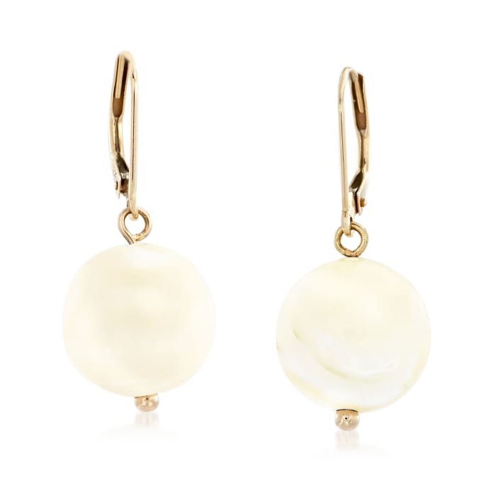 Mother-Of-Pearl Bead Drop Earrings in 14kt Yellow Gold