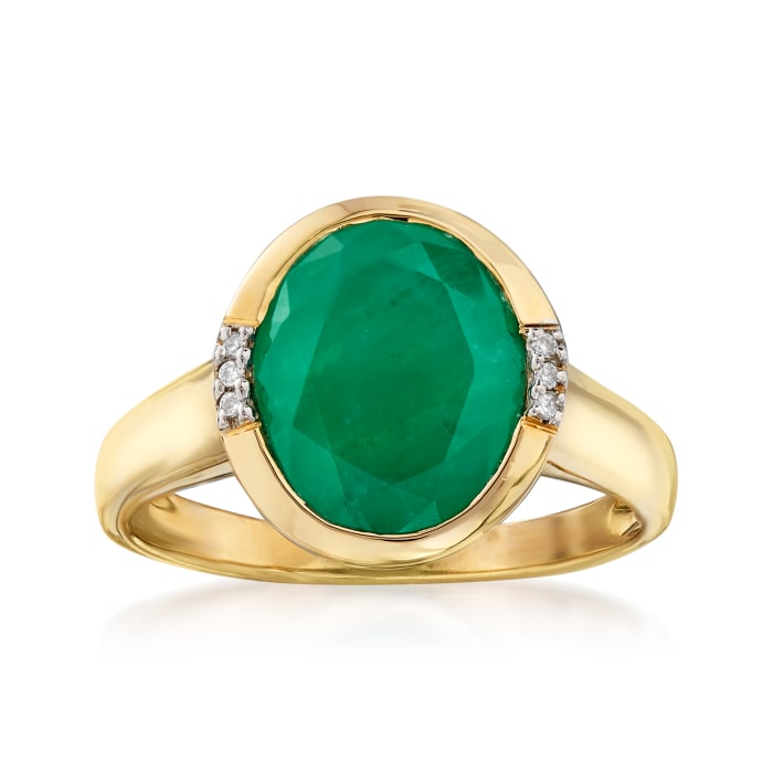 3.00 Carat Emerald Ring with Diamond Accents in 14kt Yellow Gold