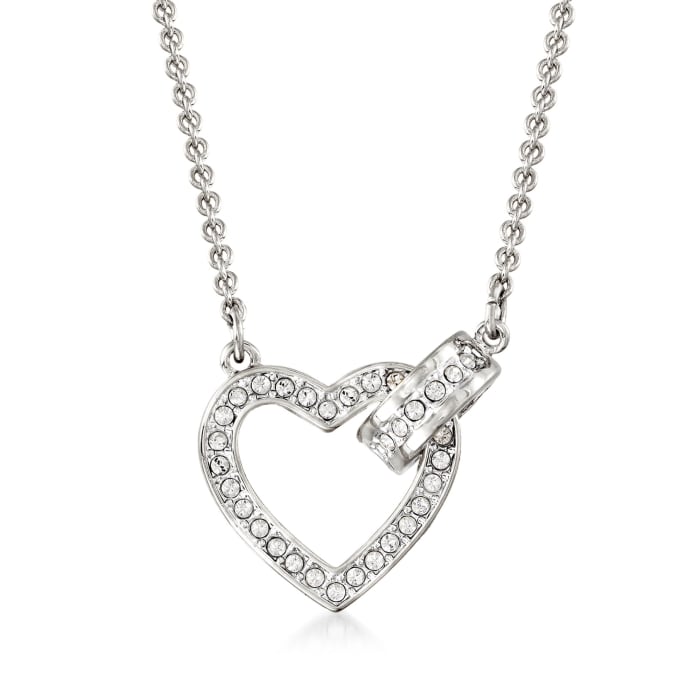 Swarovski Crystal &quot;Lovely&quot; Clear Crystal Open-Space Heart Necklace in Silvertone