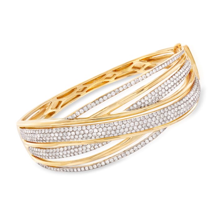5.00 ct. t.w. Diamond Crisscross Bangle Bracelet in 18kt Two-Tone Gold