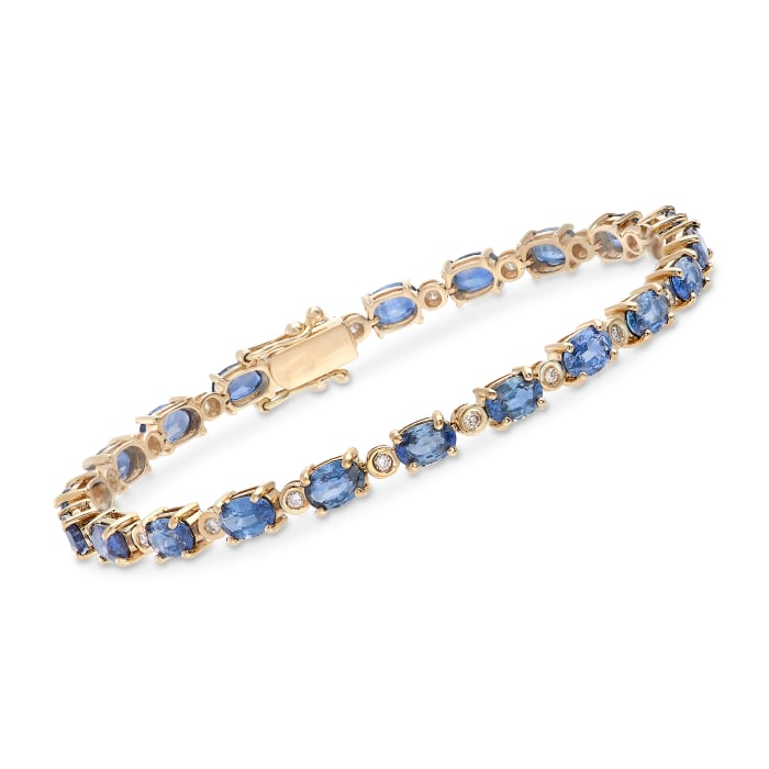 11.00 ct. t.w. Sapphire and .42 ct. t.w. Diamond Bracelet in 14kt Yellow Gold