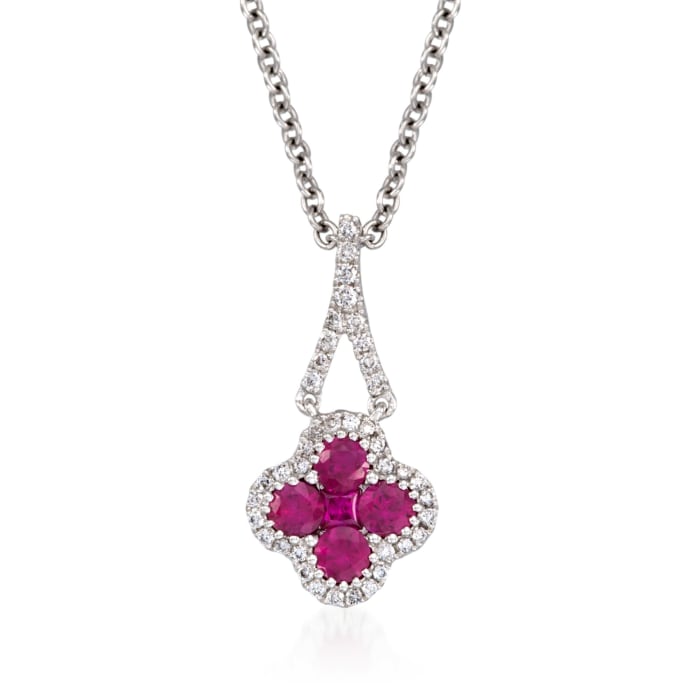 Gregg Ruth .51 ct. t.w. Ruby and .12 ct. t.w. Diamond Pendant Necklace in 18kt White Gold