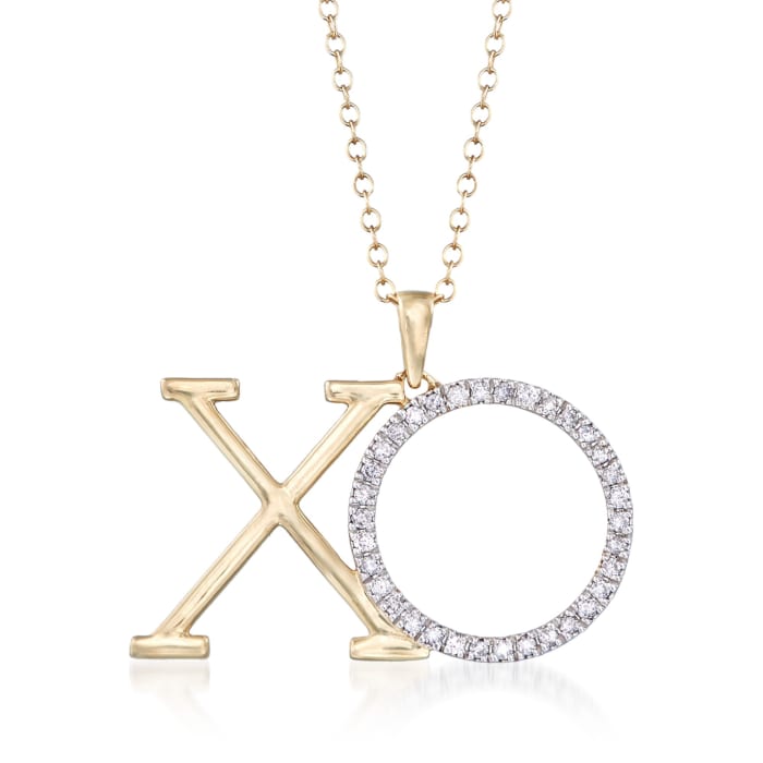 .25 ct. t.w. Diamond XO Pendant Necklace in 14kt Yellow Gold